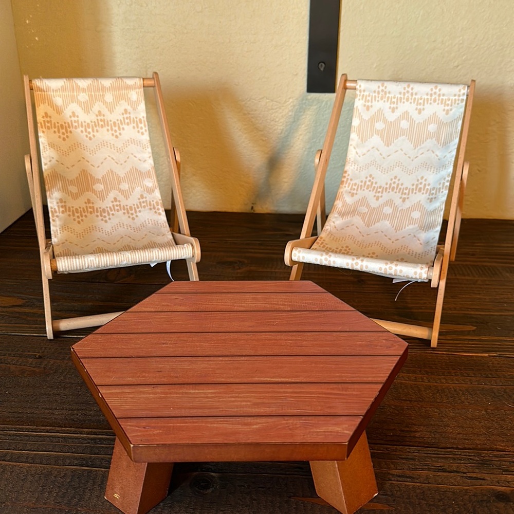 American Girl Kira’s lounge chairs and table